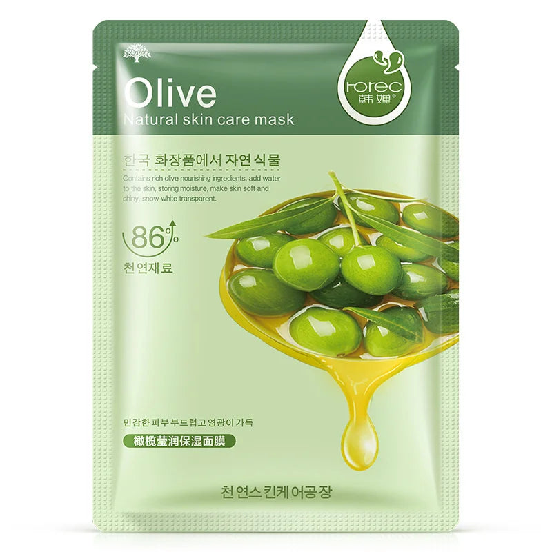 Skin Care Natural Fruit Plant Facial Mask Moisturizing Oil-Control Blueberry Cucumber Pomegranate Fruit Aloe Sheet Face Mask