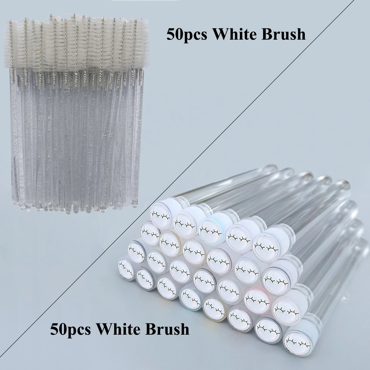 50pcs Reusable Eyebrow Brush Tube Disposable Eyelash Brush Eyebrow Brush With Eelash Resin Drill Replaceable Makeup Brushes