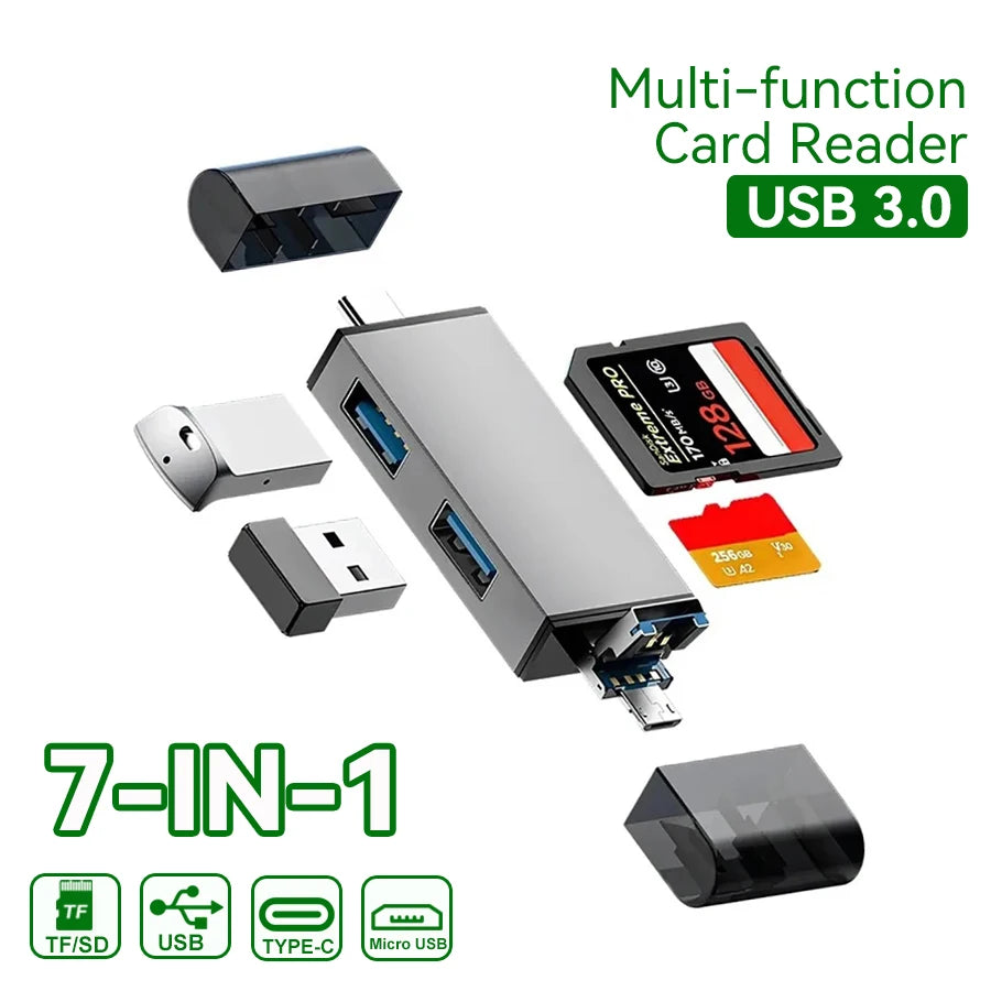 OTG Type C SD TF Card Reader 6 in 1 USB 3.0 Micro USB Flash Drive Adapter 5Gbps High Speed Transfer Multifunctional Card Reader