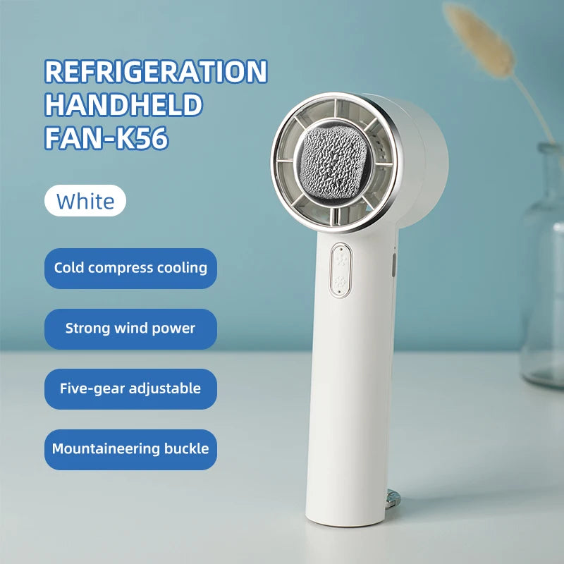 New Handheld Portable Fan 100 Wind Speeds Adjustable Refrigeration Mini Turbo Fan Long-lasting High Speed Cold Compress Fan