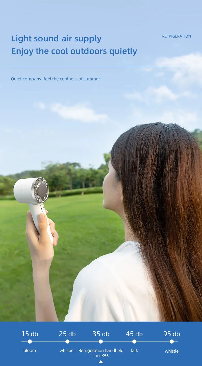 New Handheld Portable Fan 100 Wind Speeds Adjustable Refrigeration Mini Turbo Fan Long-lasting High Speed Cold Compress Fan
