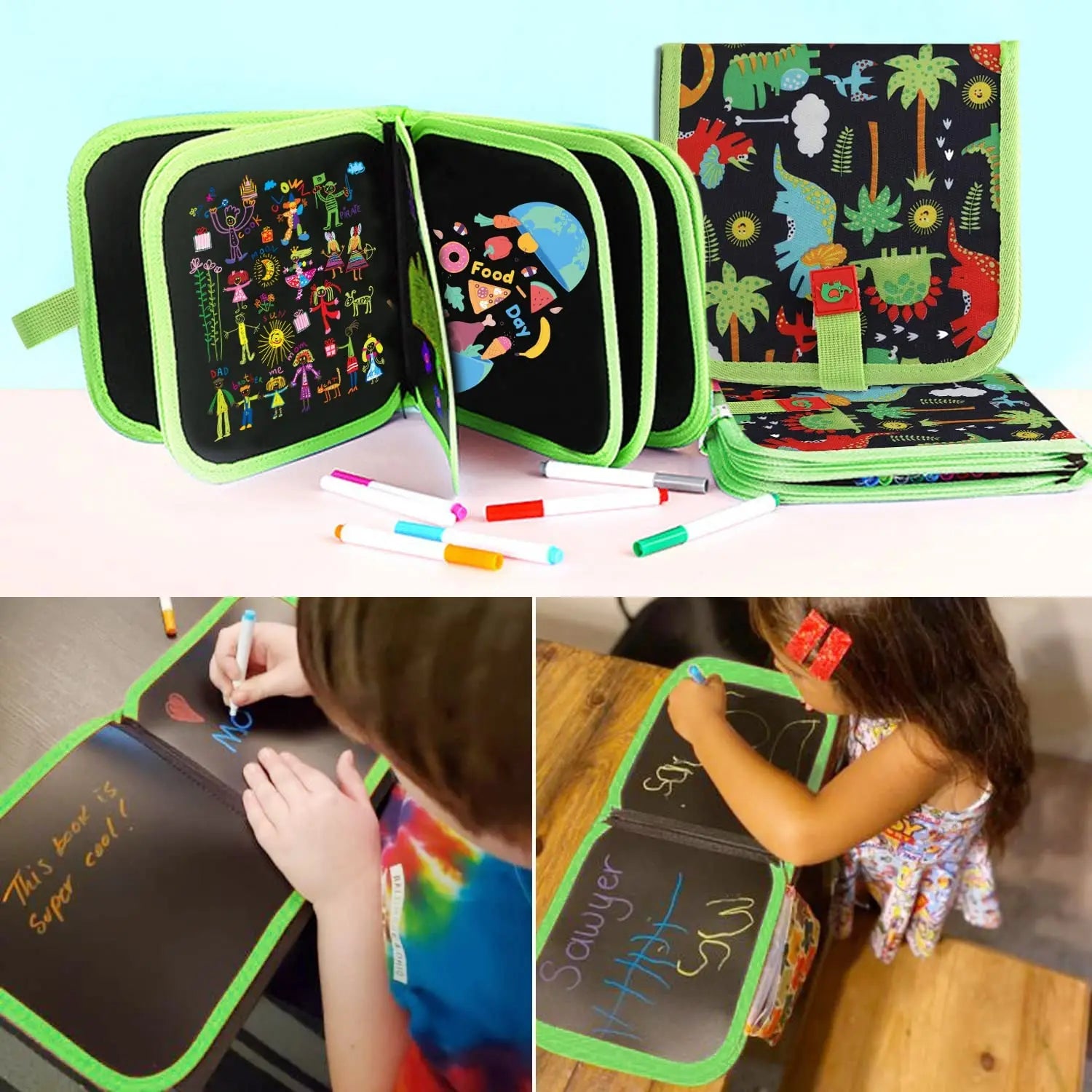 Erasable Doodle Book for KidsToddlers Toys Reusable Drawing Pads with 12 Watercolor Pens Preschool Toy Trip Writing Painting Set