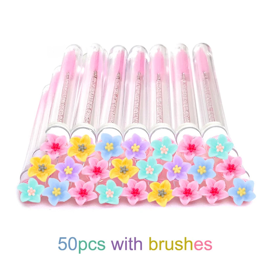 10/50pcs Eyelash Brush Tubes Reusable Mascara Wand Eyebrow Brush Tube Dust-Proof Mascara Sticks Applicators Makeup Brush LAUKISS