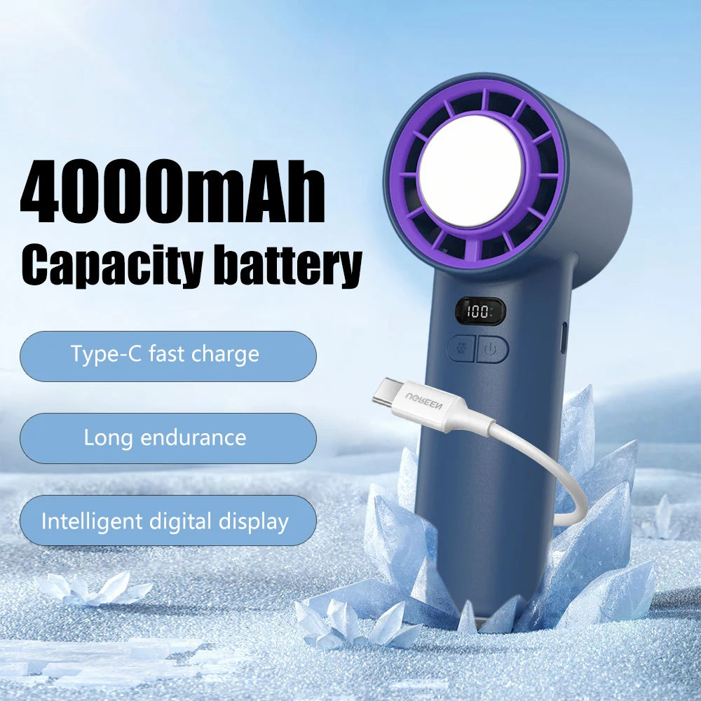 New Handheld Portable Fan 100 Wind Speeds Adjustable Refrigeration Mini Turbo Fan Long-lasting High Speed Cold Compress Fan