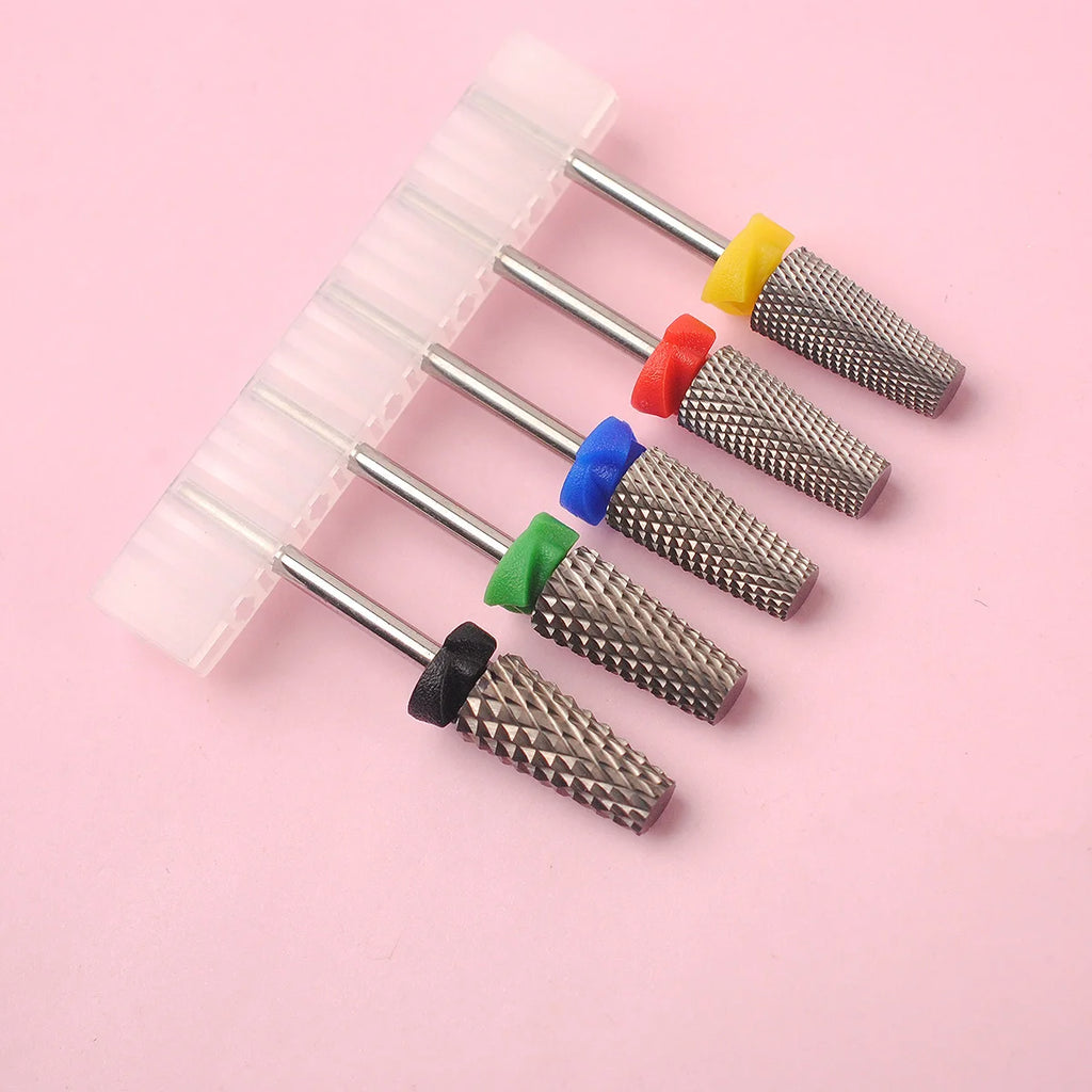 5 in 1 Nail Drill Bits Tungsten Steel Cross Teeth Manicure File Nail Cutter Acrylic or Hard Gel Nail Polish Remove Drill Bit