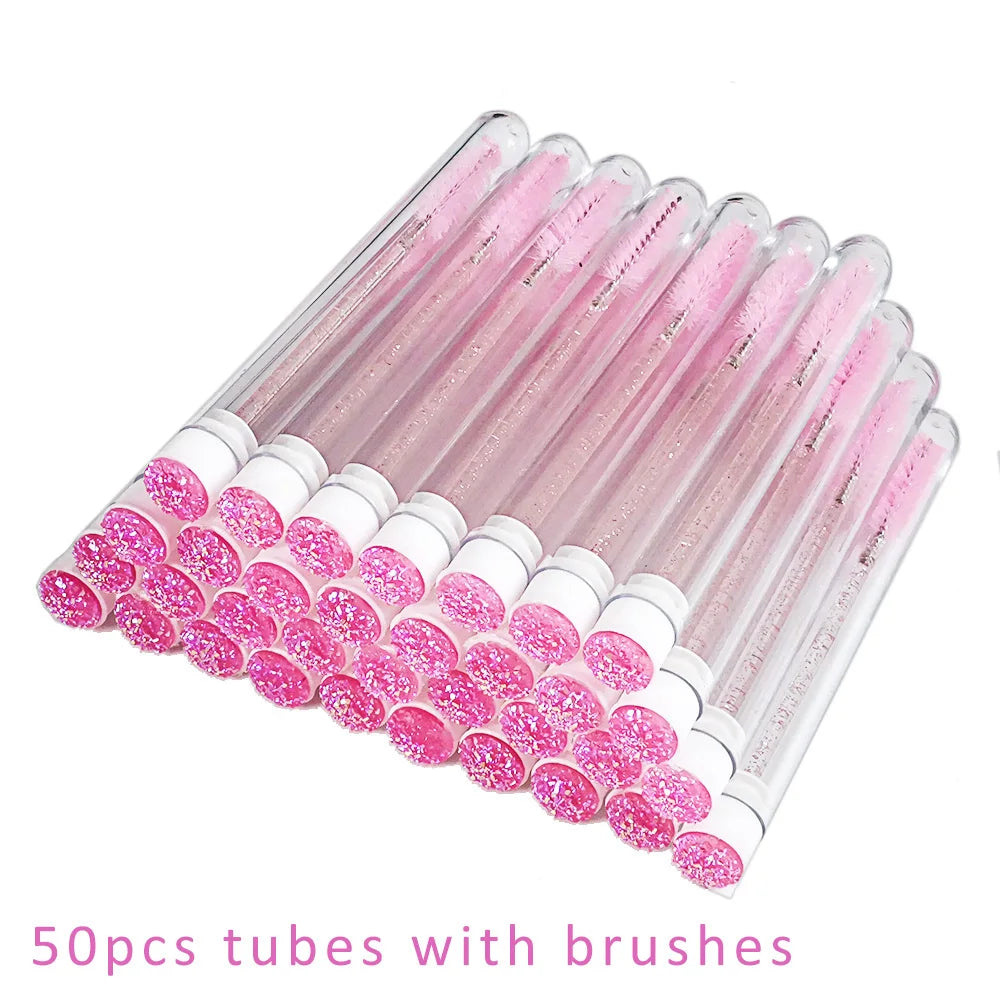 10/50pcs Eyelash Brush Tubes Reusable Mascara Wand Eyebrow Brush Tube Dust-Proof Mascara Sticks Applicators Makeup Brush LAUKISS