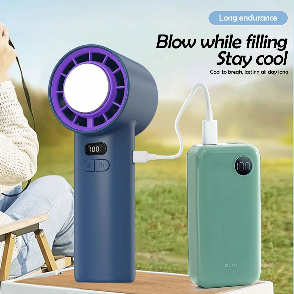 New Handheld Portable Fan 100 Wind Speeds Adjustable Refrigeration Mini Turbo Fan Long-lasting High Speed Cold Compress Fan