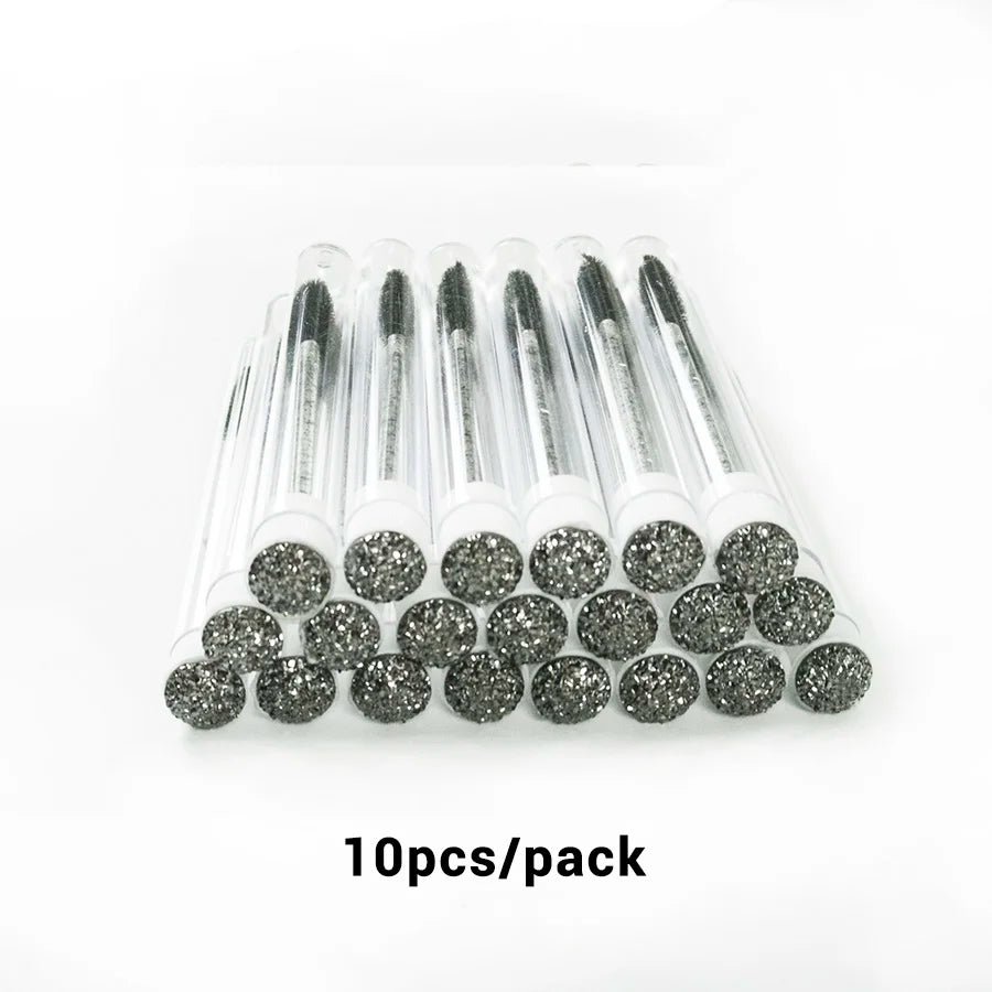 10/50pcs Reusable Eyelash Brush Tubes Eyebrow Brush Eyelash Wands Replaceable Dust-proof Drill Rose Bottom