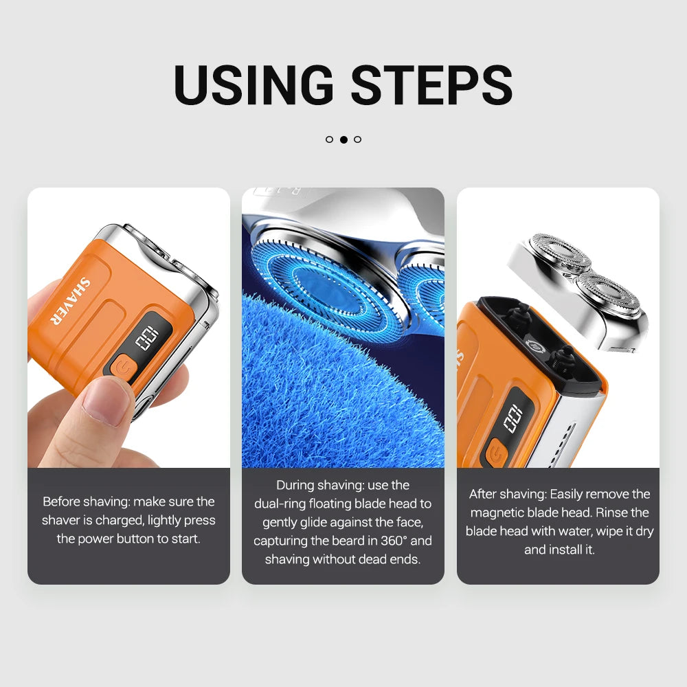 Mini Electric Shaver Intelligent Digital Display Washable Type-C Rechargeable Portable Wet Dry Travel Home Shaver For Face Leg