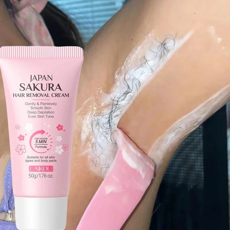 Sakura Hair Removal Cream Fast Painless Hair Growth Inhibitor Arm Armpit Legs Intimate Areas Permanent Depilatory for Men Woman