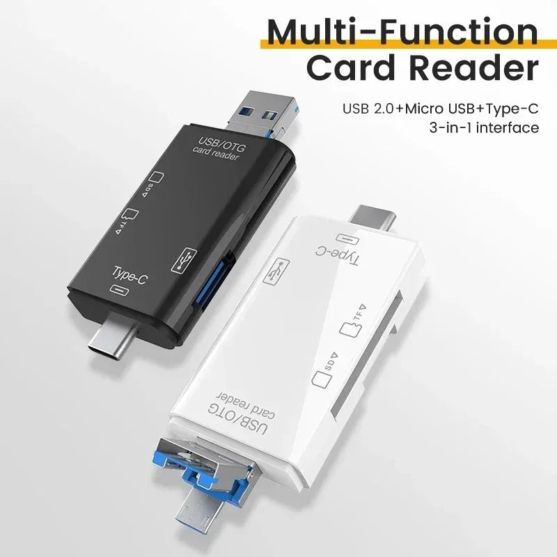 OTG Type C SD TF Card Reader 6 in 1 USB 3.0 Micro USB Flash Drive Adapter 5Gbps High Speed Transfer Multifunctional Card Reader