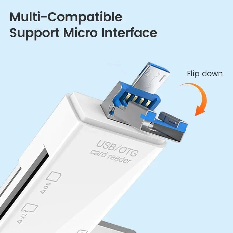 OTG Type C SD TF Card Reader 6 in 1 USB 3.0 Micro USB Flash Drive Adapter 5Gbps High Speed Transfer Multifunctional Card Reader