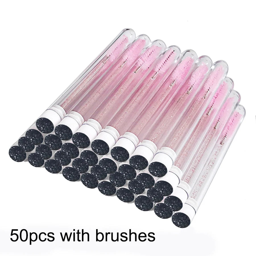 10/50pcs Eyelash Brush Tubes Reusable Mascara Wand Eyebrow Brush Tube Dust-Proof Mascara Sticks Applicators Makeup Brush LAUKISS