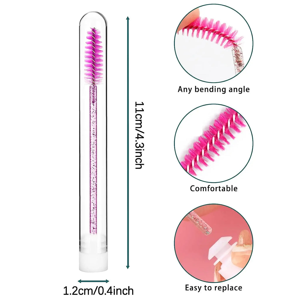 10/50pcs Eyelash Brush Tubes Reusable Mascara Wand Eyebrow Brush Tube Dust-Proof Mascara Sticks Applicators Makeup Brush LAUKISS
