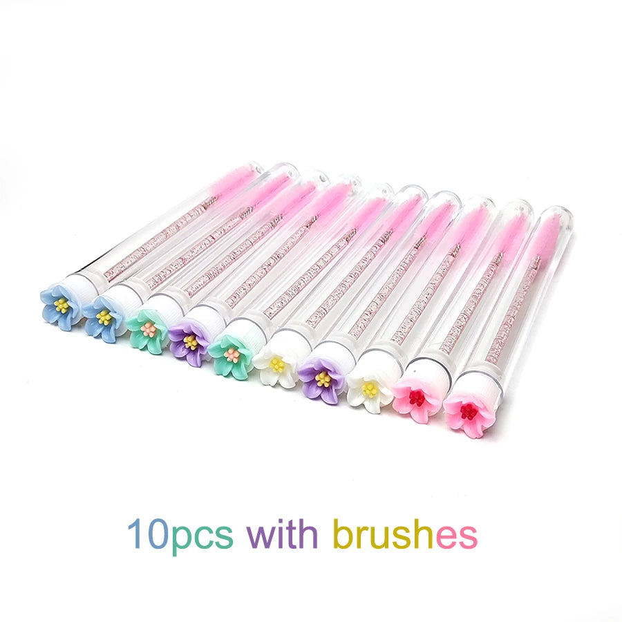 10/50pcs Eyelash Brush Tubes Reusable Mascara Wand Eyebrow Brush Tube Dust-Proof Mascara Sticks Applicators Makeup Brush LAUKISS