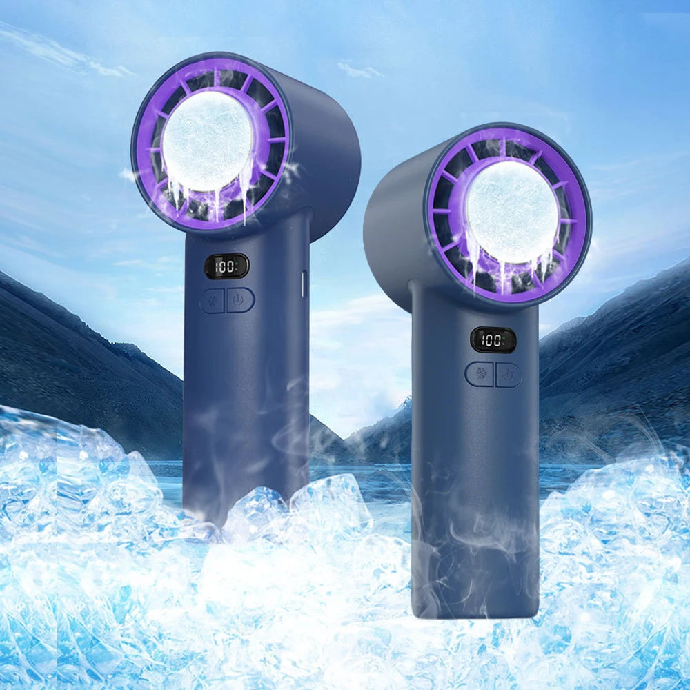 New Handheld Portable Fan 100 Wind Speeds Adjustable Refrigeration Mini Turbo Fan Long-lasting High Speed Cold Compress Fan