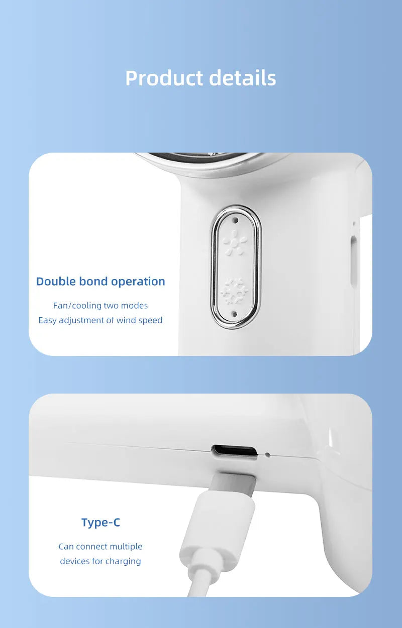 New Handheld Portable Fan 100 Wind Speeds Adjustable Refrigeration Mini Turbo Fan Long-lasting High Speed Cold Compress Fan