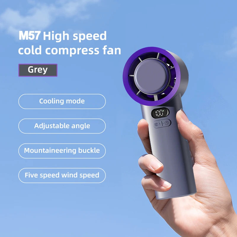 New Handheld Portable Fan 100 Wind Speeds Adjustable Refrigeration Mini Turbo Fan Long-lasting High Speed Cold Compress Fan