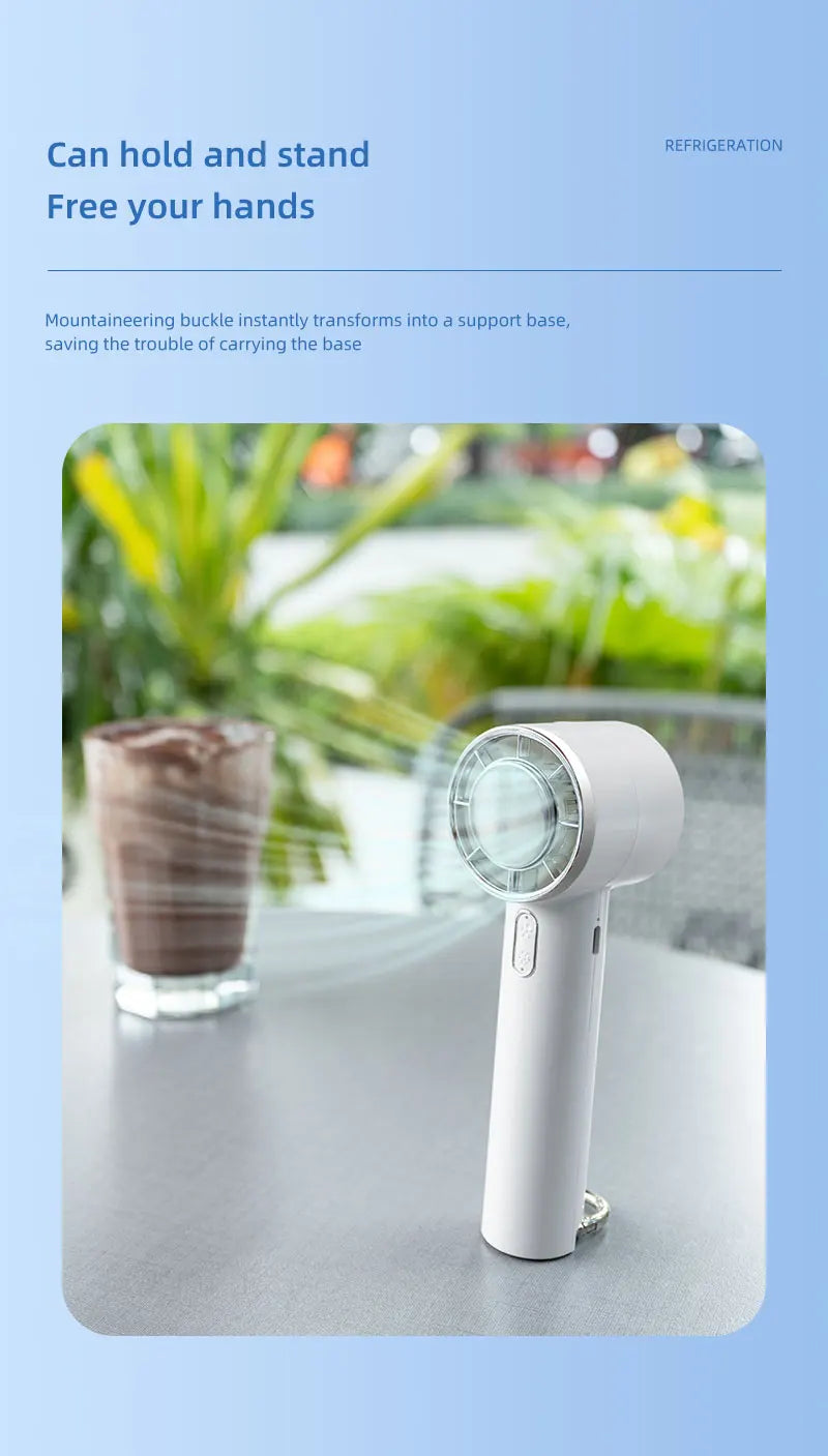 New Handheld Portable Fan 100 Wind Speeds Adjustable Refrigeration Mini Turbo Fan Long-lasting High Speed Cold Compress Fan