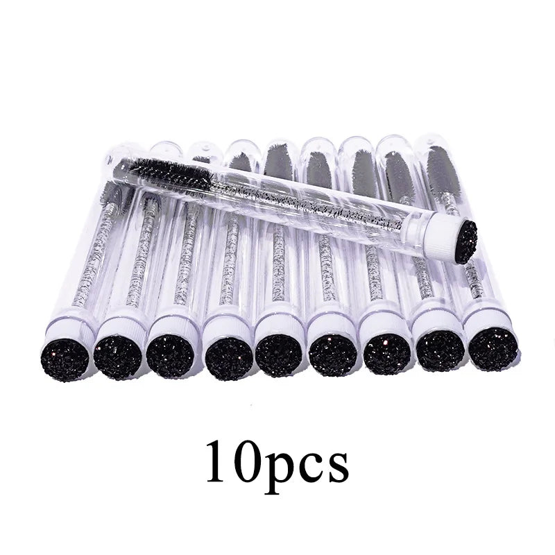 10/50pcs Reusable Eyelash Brush Tubes Eyebrow Brush Eyelash Wands Replaceable Dust-proof Drill Rose Bottom