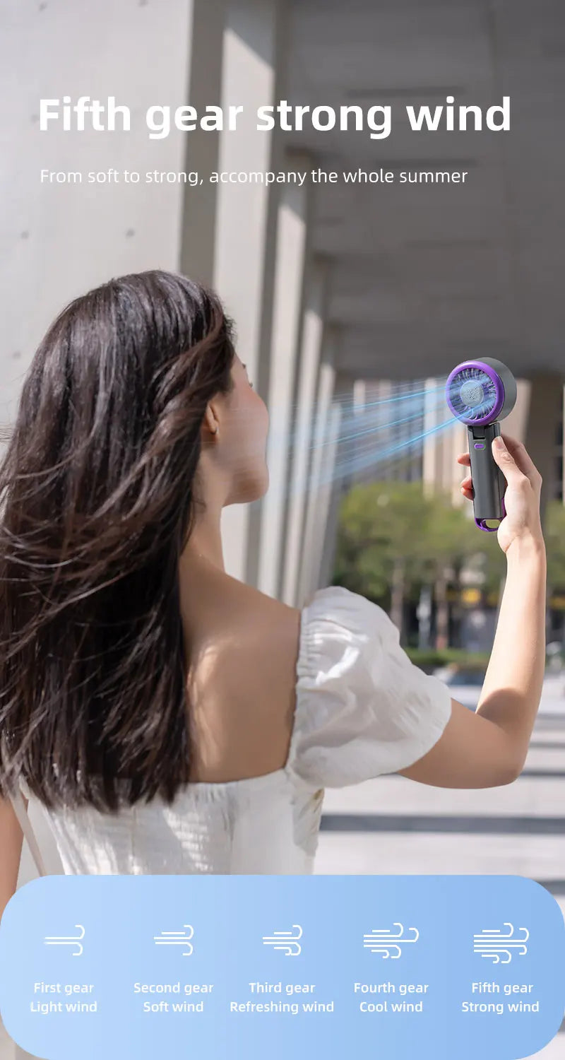 New Handheld Portable Fan 100 Wind Speeds Adjustable Refrigeration Mini Turbo Fan Long-lasting High Speed Cold Compress Fan