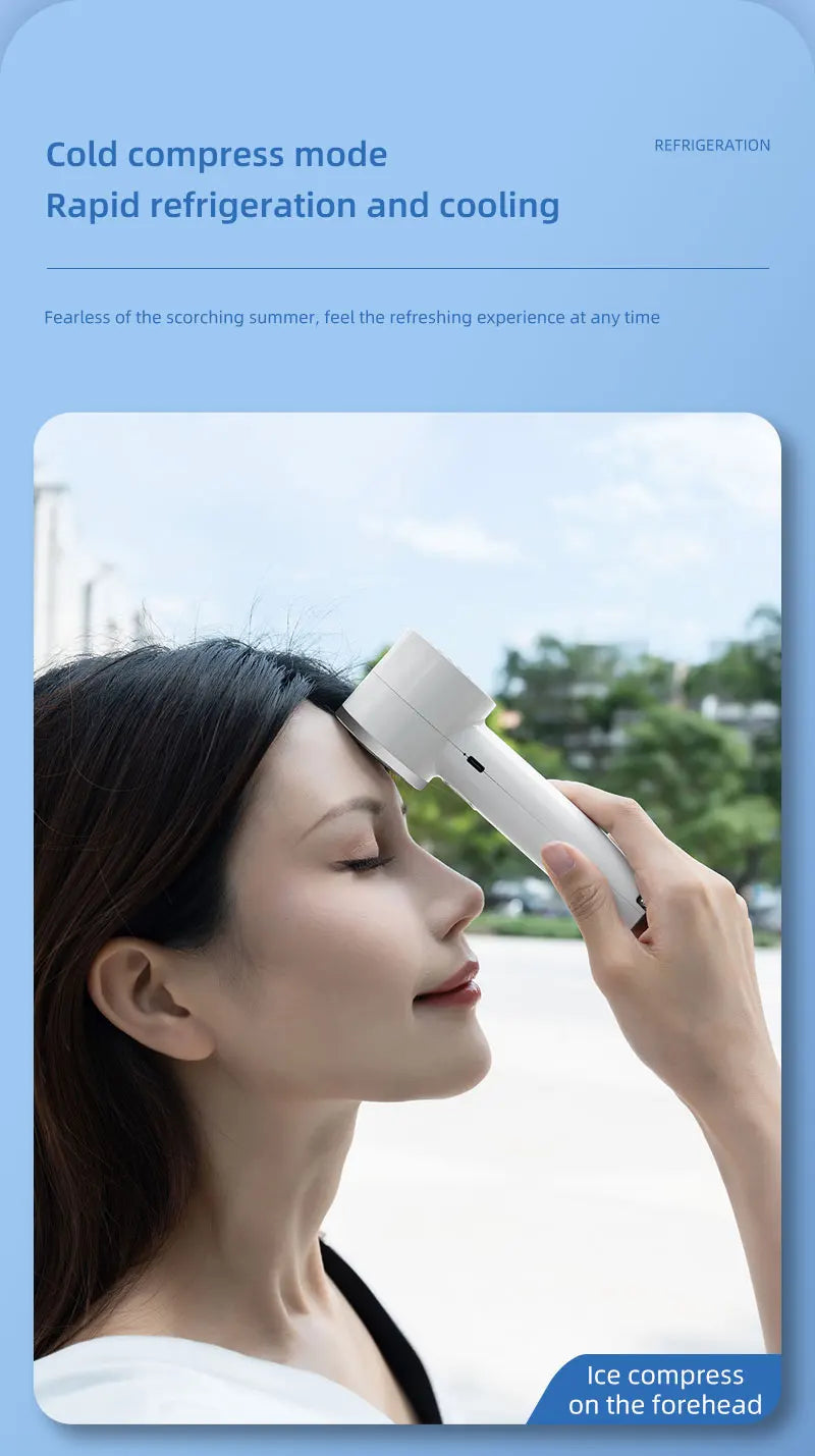 New Handheld Portable Fan 100 Wind Speeds Adjustable Refrigeration Mini Turbo Fan Long-lasting High Speed Cold Compress Fan