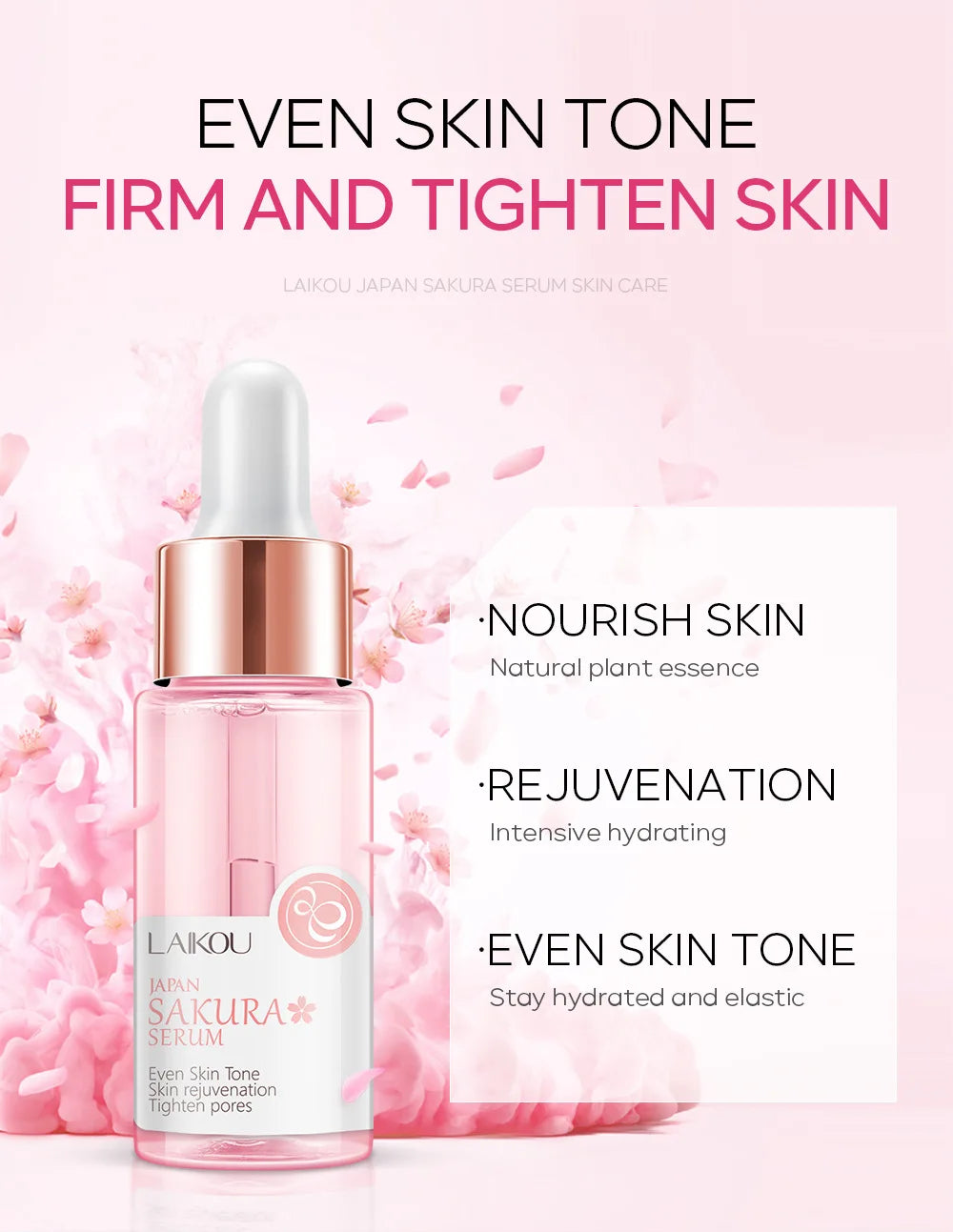 LAIKOU 17ML Japan Sakura Serum Vitamin C Nourish Essense Oil Control 24K Gold Serum Rose Blueberry Skin Care Smoothing Facecare