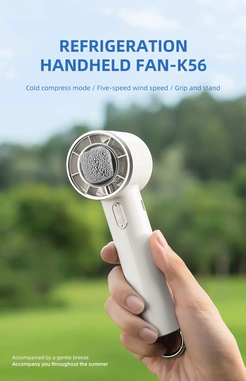 New Handheld Portable Fan 100 Wind Speeds Adjustable Refrigeration Mini Turbo Fan Long-lasting High Speed Cold Compress Fan