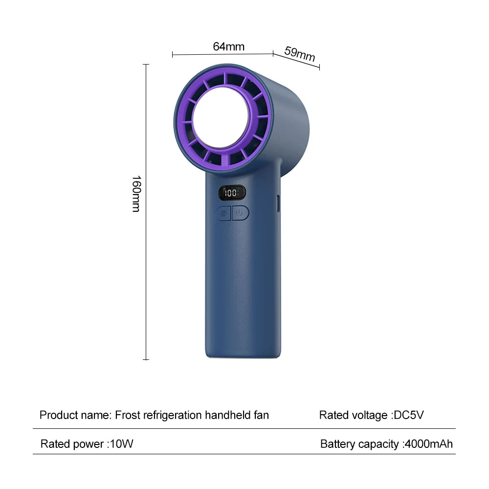 New Handheld Portable Fan 100 Wind Speeds Adjustable Refrigeration Mini Turbo Fan Long-lasting High Speed Cold Compress Fan
