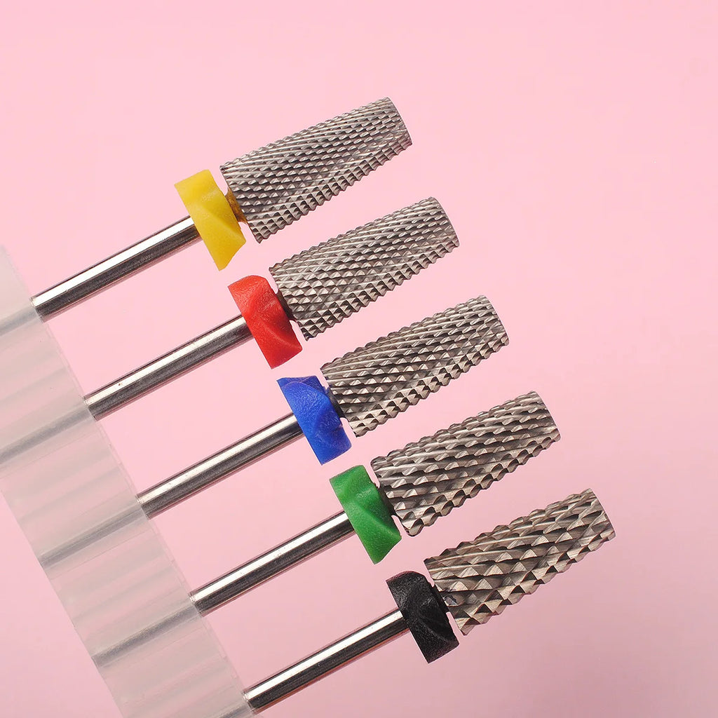 5 in 1 Nail Drill Bits Tungsten Steel Cross Teeth Manicure File Nail Cutter Acrylic or Hard Gel Nail Polish Remove Drill Bit
