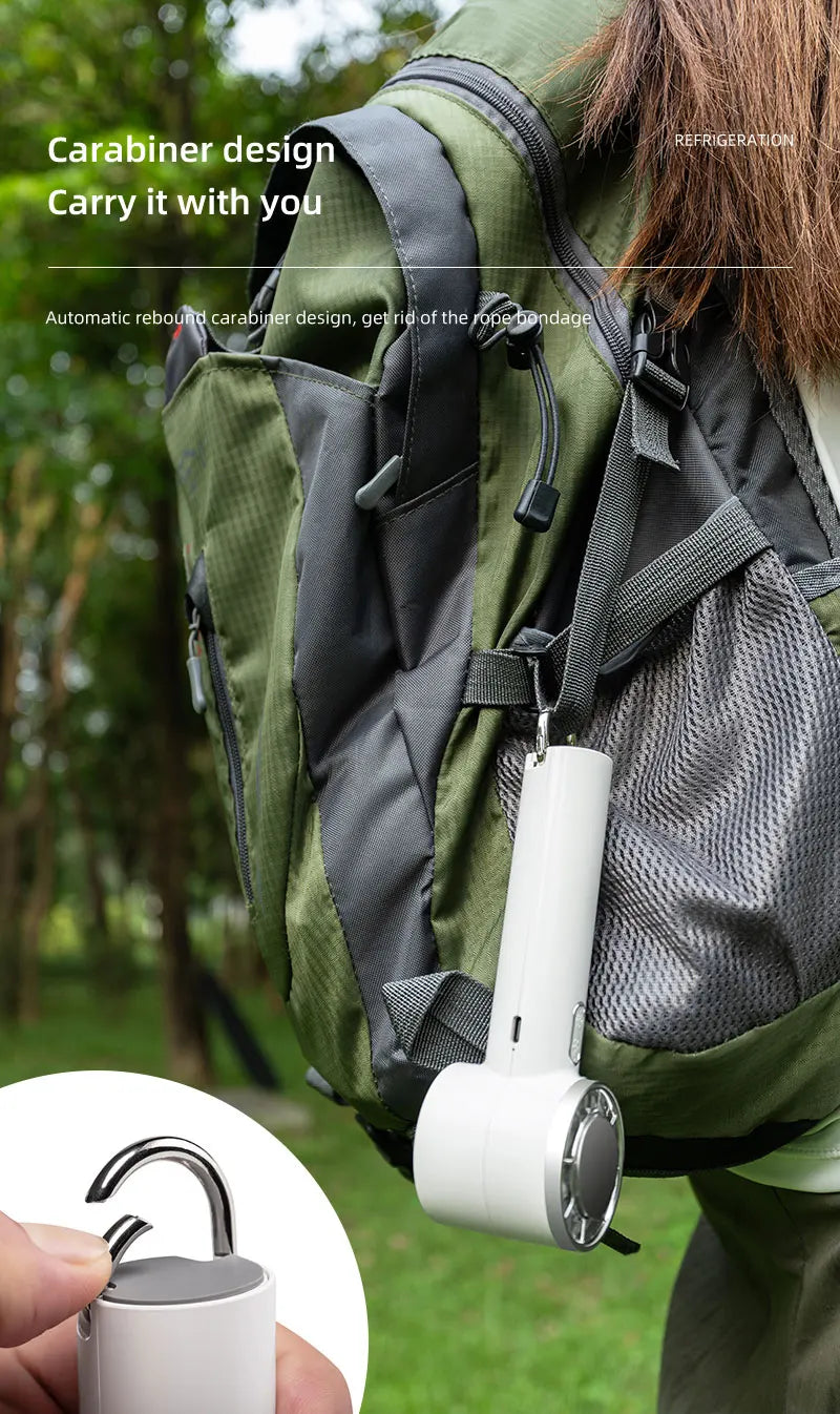 New Handheld Portable Fan 100 Wind Speeds Adjustable Refrigeration Mini Turbo Fan Long-lasting High Speed Cold Compress Fan