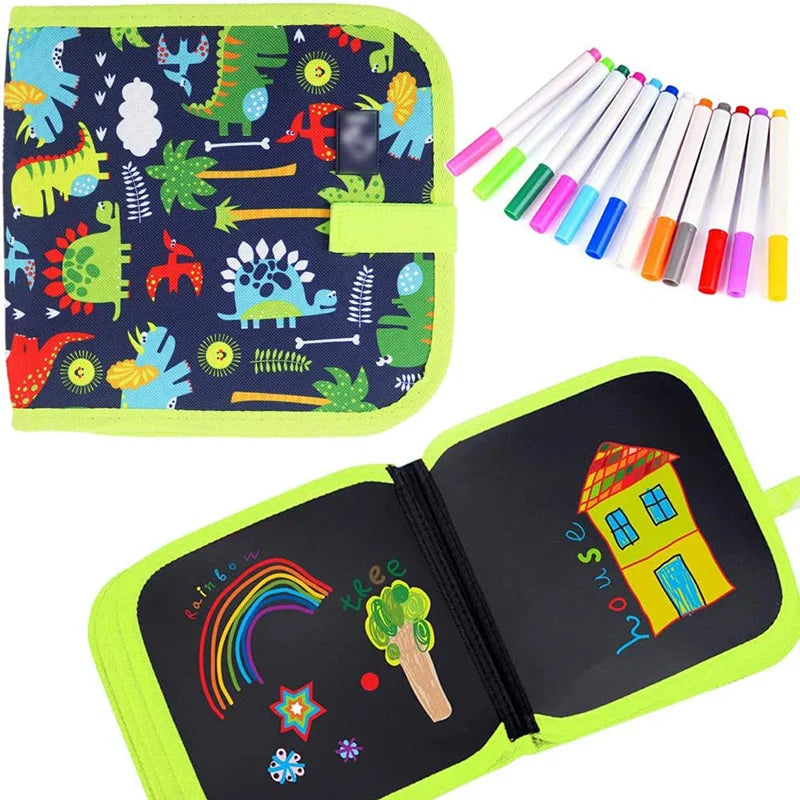 Erasable Doodle Book for KidsToddlers Toys Reusable Drawing Pads with 12 Watercolor Pens Preschool Toy Trip Writing Painting Set