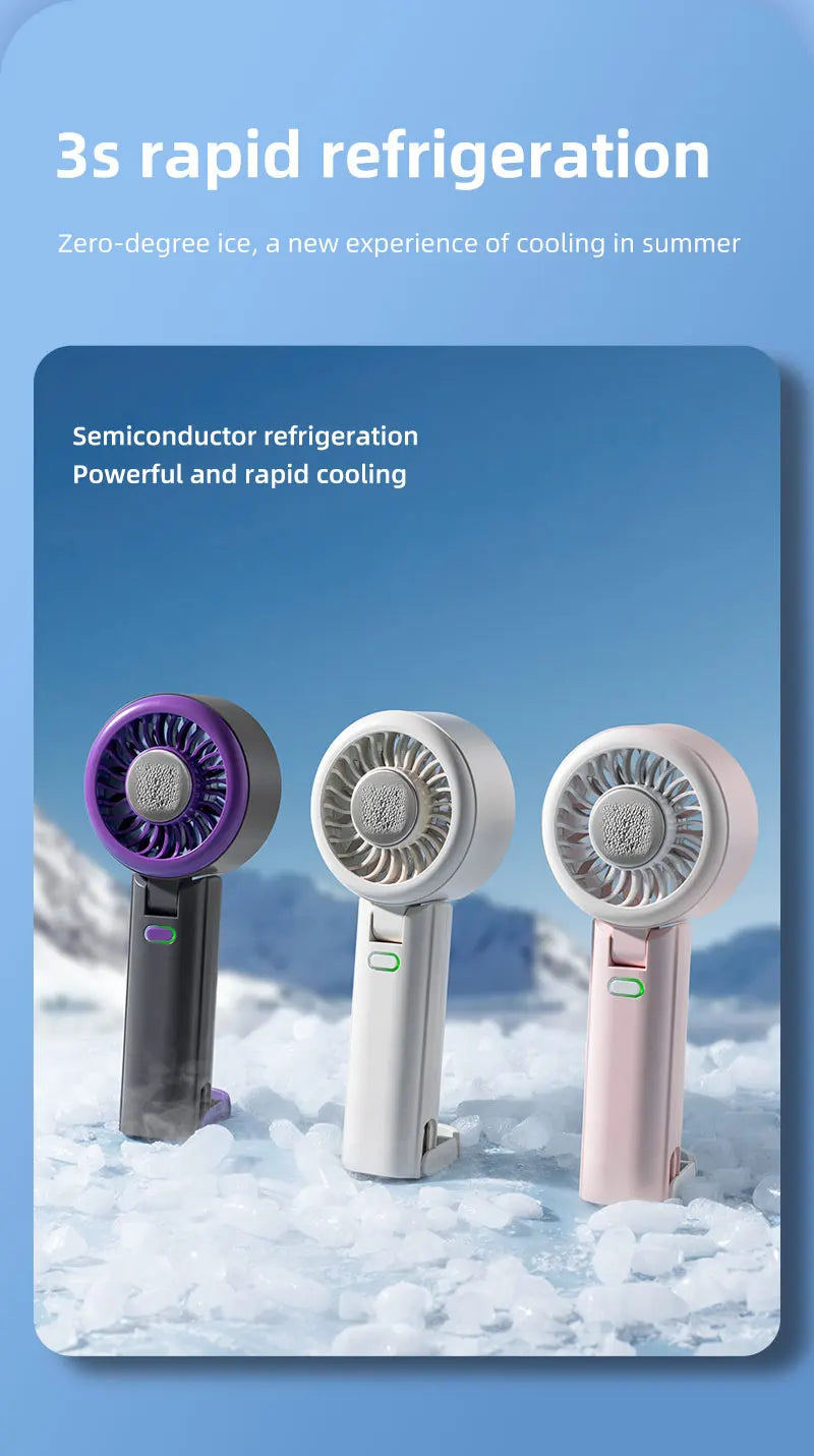 New Handheld Portable Fan 100 Wind Speeds Adjustable Refrigeration Mini Turbo Fan Long-lasting High Speed Cold Compress Fan