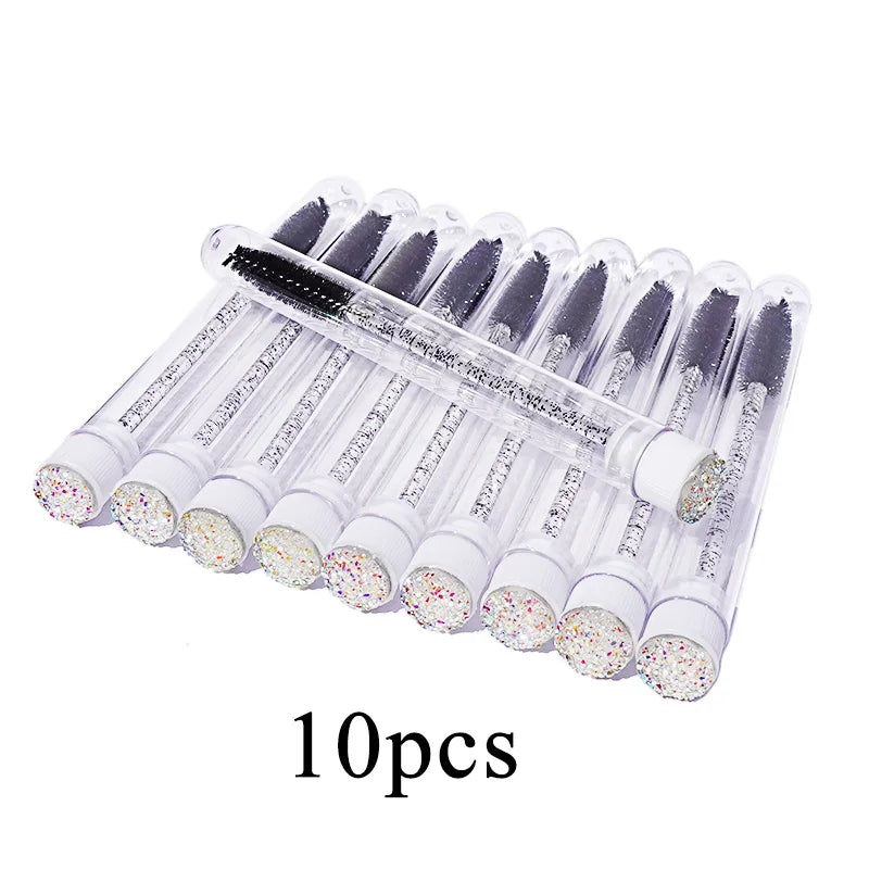 10/50pcs Reusable Eyelash Brush Tubes Eyebrow Brush Eyelash Wands Replaceable Dust-proof Drill Rose Bottom