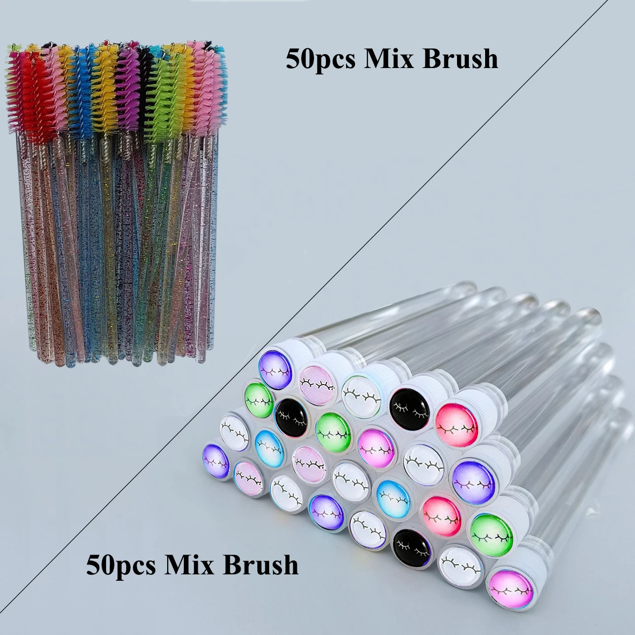 50pcs Reusable Eyebrow Brush Tube Disposable Eyelash Brush Eyebrow Brush With Eelash Resin Drill Replaceable Makeup Brushes