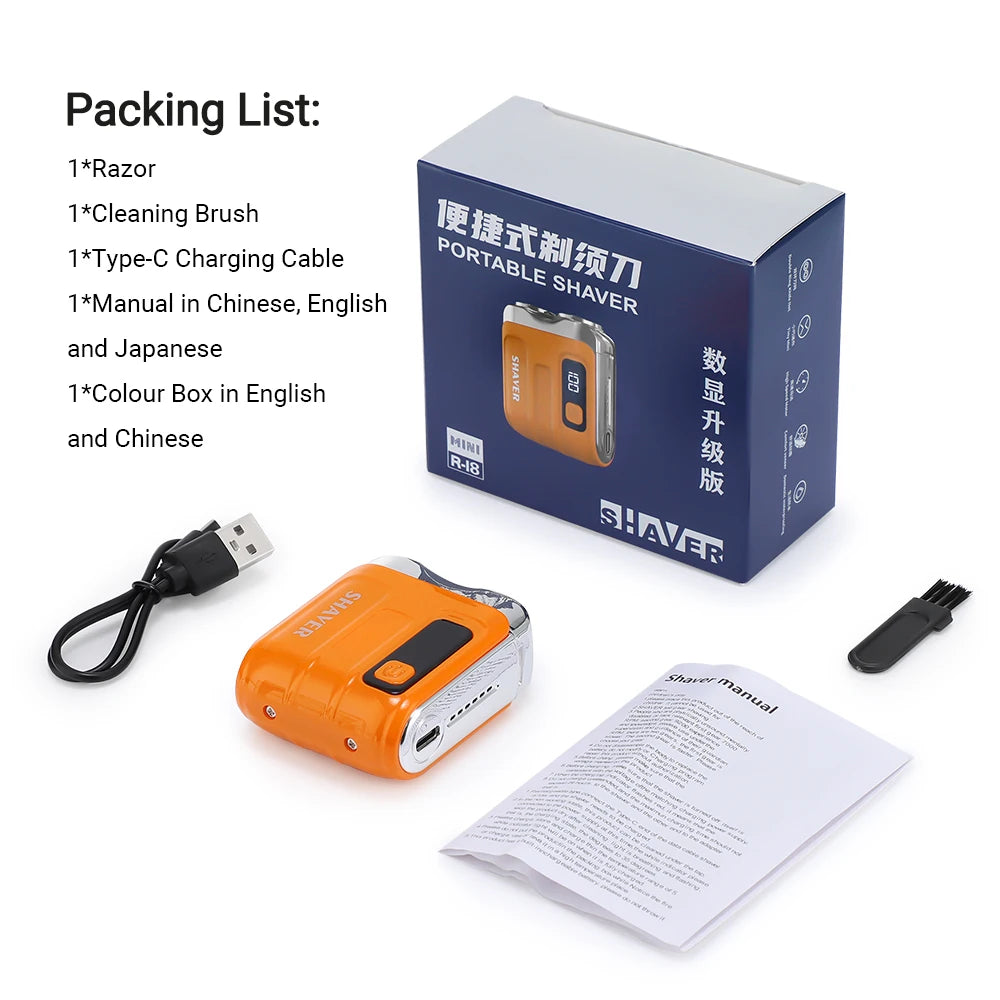 Mini Electric Shaver Intelligent Digital Display Washable Type-C Rechargeable Portable Wet Dry Travel Home Shaver For Face Leg