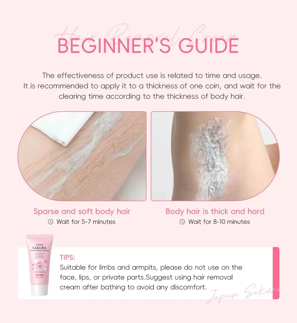 Sakura Hair Removal Cream Fast Painless Hair Growth Inhibitor Arm Armpit Legs Intimate Areas Permanent Depilatory for Men Woman