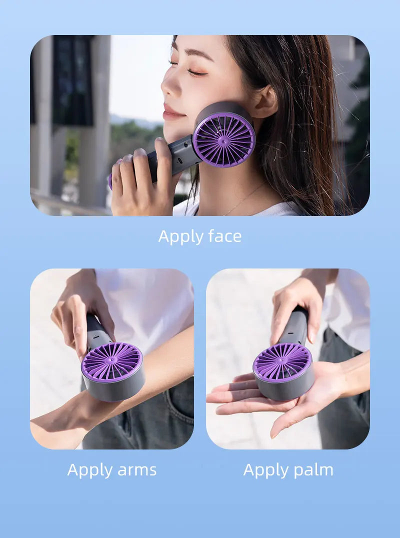 New Handheld Portable Fan 100 Wind Speeds Adjustable Refrigeration Mini Turbo Fan Long-lasting High Speed Cold Compress Fan